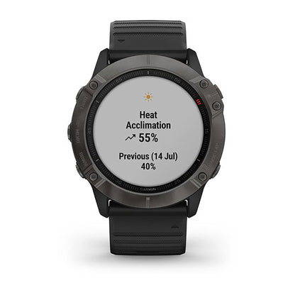 ساعة Garmin Fenix 6X Pro وSapphire Edition بسوار سيليكون أسود وشاشة ملونة بالكامل