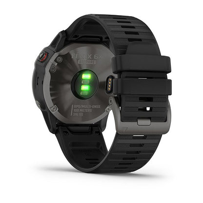 ساعة Garmin Fenix 6X Pro وSapphire Edition بسوار سيليكون أسود وشاشة ملونة بالكامل