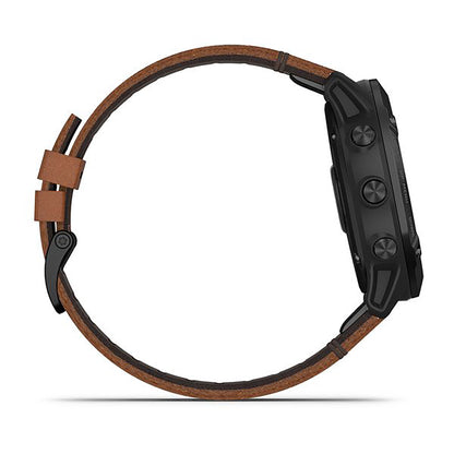 ساعة Garmin Fenix 6X Pro و Sapphire Editions بحزام جلدي بني وشاشة ملونة بالكامل