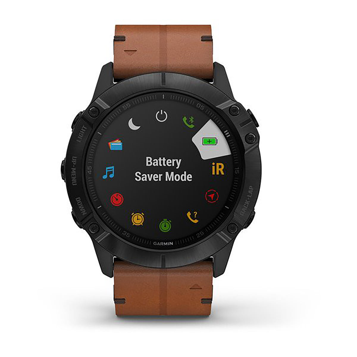 ساعة Garmin Fenix 6X Pro و Sapphire Editions بحزام جلدي بني وشاشة ملونة بالكامل