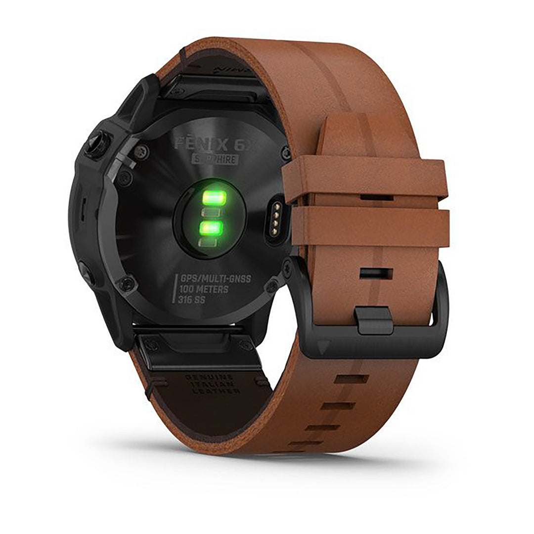 Garmin Fenix 6X Pro And Sapphire Editions Leather Brown Strap Full