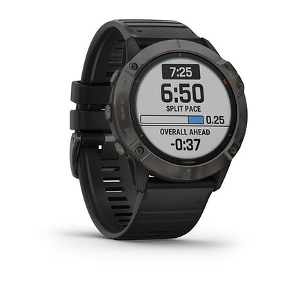 ساعة Garmin Fenix 6X Pro وSapphire Editions بشاشة ملونة كاملة وحزام سيليكون أسود