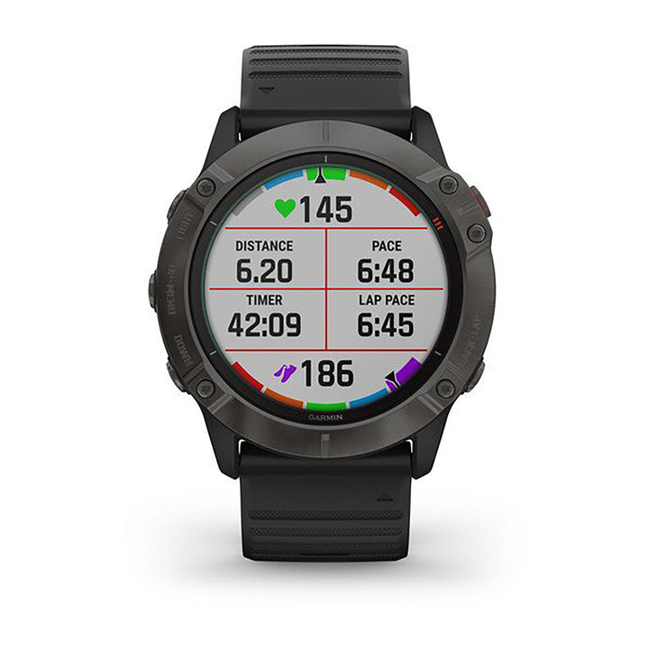 Garmin Fenix 6X Pro And Sapphire Editions Silicone Black Strap Full Color Display Dial Watch - 010-02157-21