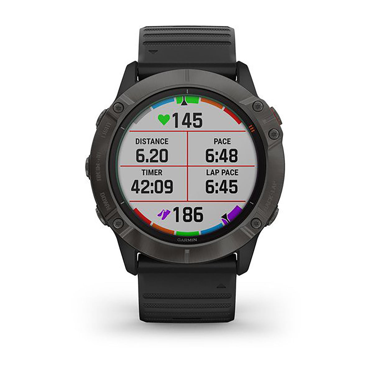 ساعة Garmin Fenix 6X Pro وSapphire Editions بشاشة ملونة كاملة وحزام سيليكون أسود