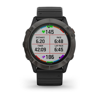ساعة Garmin Fenix 6X Pro وSapphire Editions بشاشة ملونة كاملة وحزام سيليكون أسود