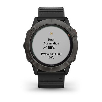 ساعة Garmin Fenix 6X Pro وSapphire Editions بشاشة ملونة كاملة وحزام سيليكون أسود