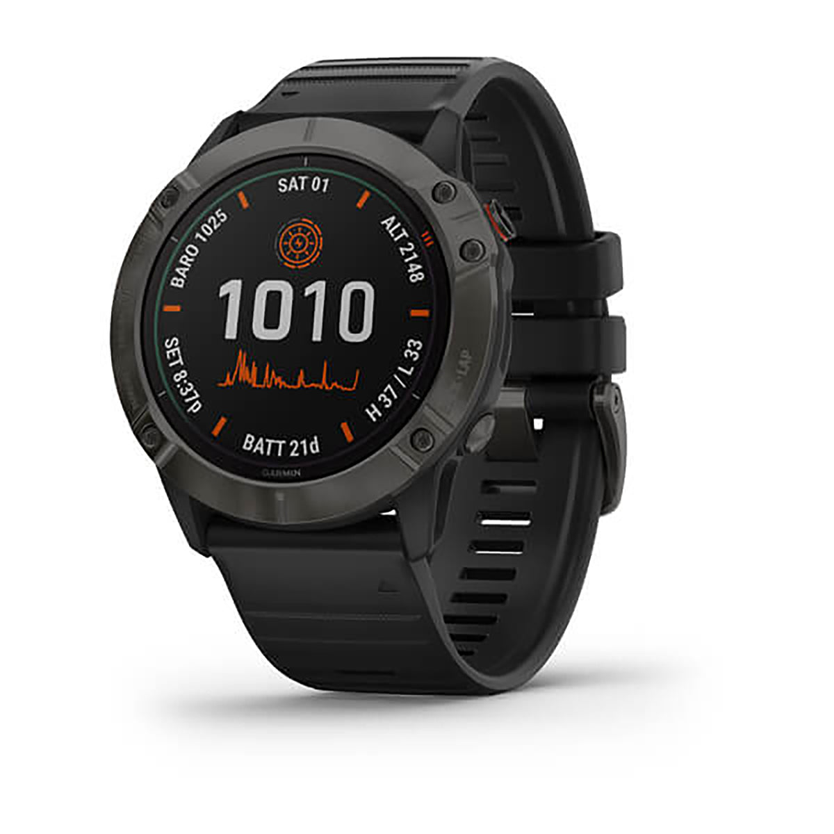 ساعة Garmin Fenix 6X Pro وSapphire Editions بشاشة ملونة كاملة وحزام سيليكون أسود
