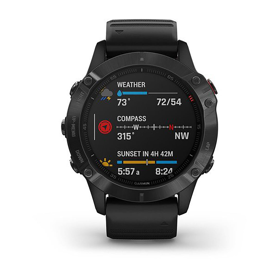 Garmin Fenix 6 Silicone Black Strap Full Color Display Dial Watch - 010-02158-02