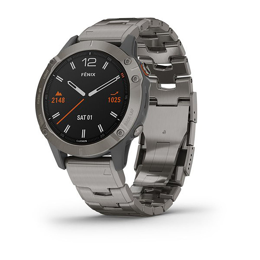 Garmin Fenix 6 Titanium Titanium Grey Bracelet Full Color Display Dial Watch - 010-02158-23