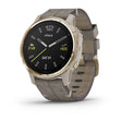 ساعة Garmin Fenix 6S بحزام جلدي رمادي وشاشة ملونة بالكامل