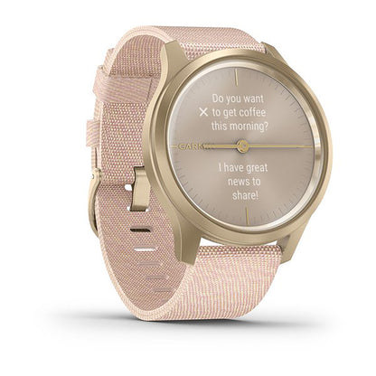 ساعة Garmin Vivomove Style بحزام نايلون وردي، وشاشة ملونة بالكامل