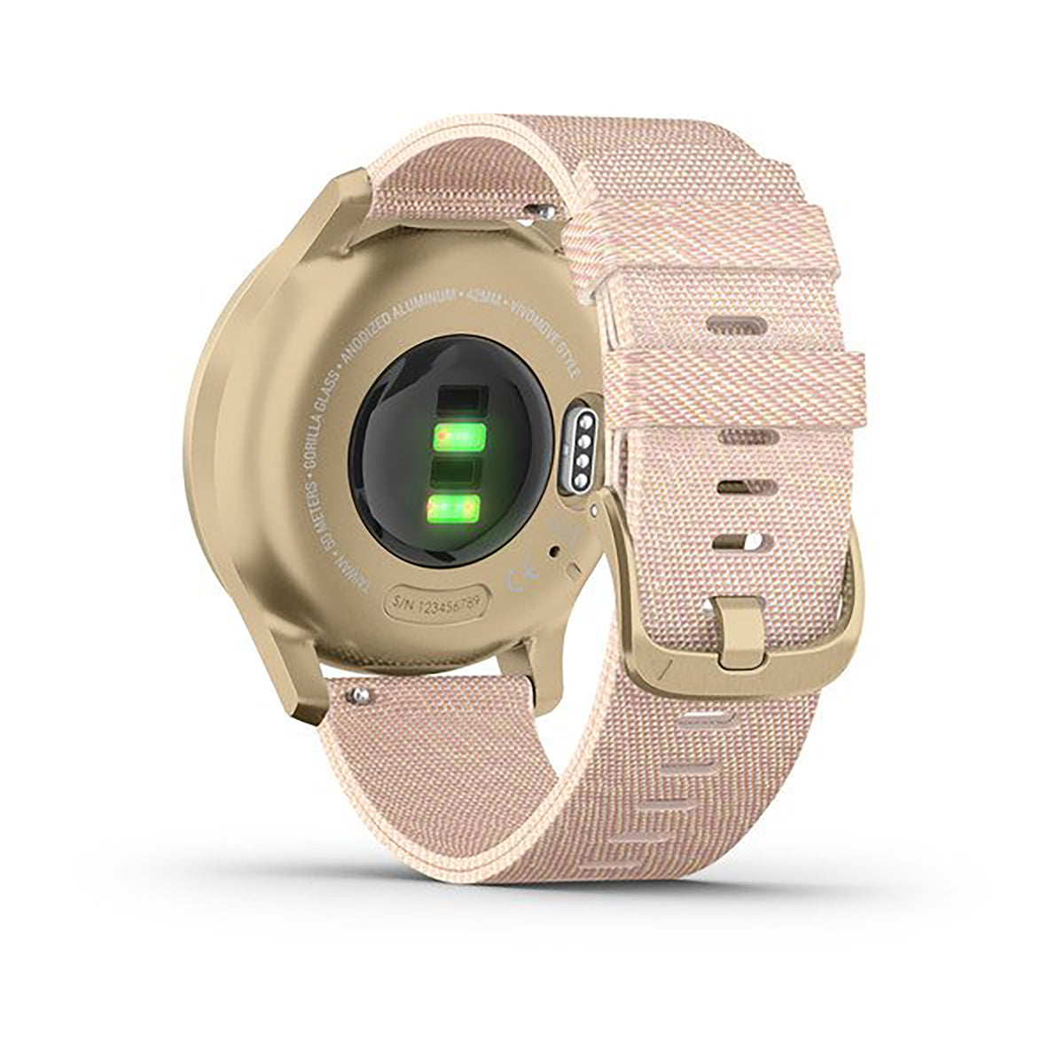 ساعة Garmin Vivomove Style بحزام نايلون وردي، وشاشة ملونة بالكامل