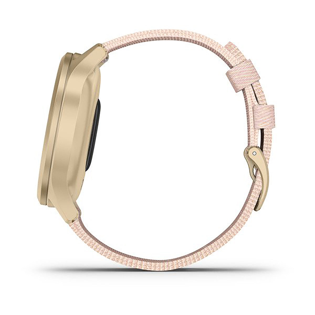 ساعة Garmin Vivomove Style بحزام نايلون وردي، وشاشة ملونة بالكامل
