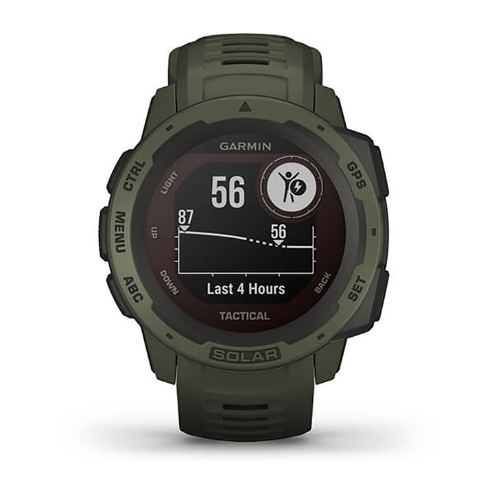 Garmin Instinct Solar Tactical Edition Silicone Moss Strap Full Color Display Dial Watch - 010-02293-04