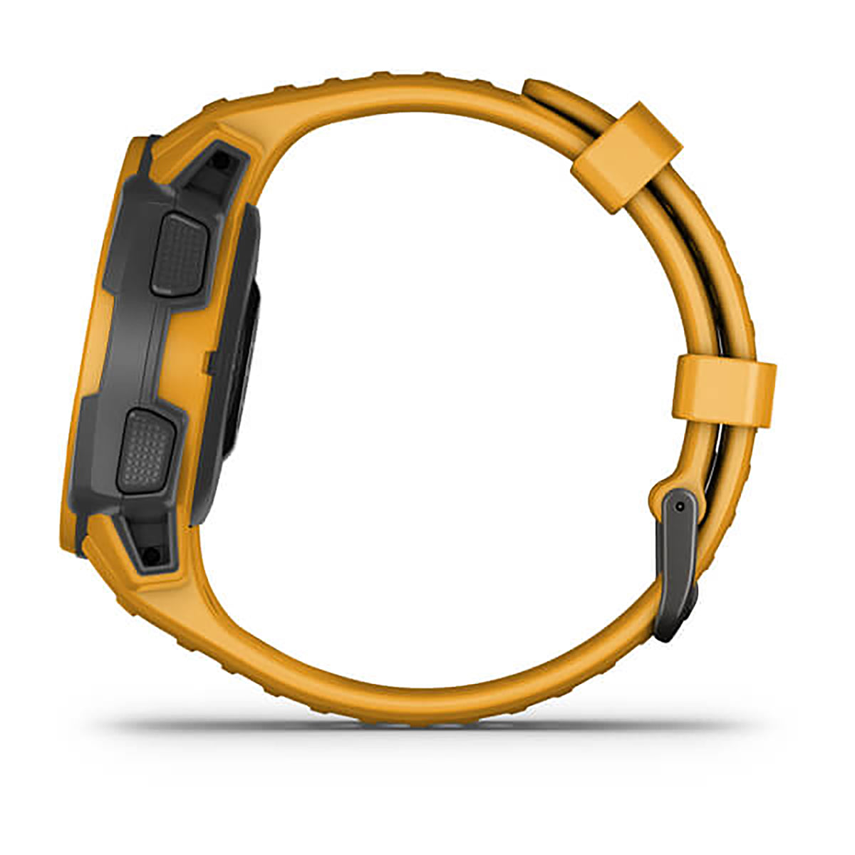 ساعة Garmin Instinct Solar بسوار سيليكون باللون الأصفر (Sunburst) وشاشة ملونة بالكامل