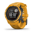 ساعة Garmin Instinct Solar بسوار سيليكون باللون الأصفر (Sunburst) وشاشة ملونة بالكامل