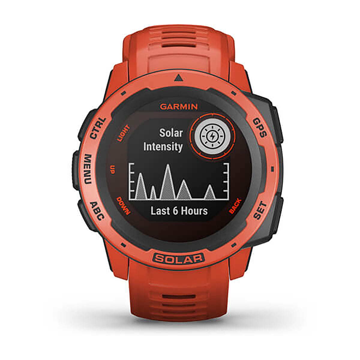 Garmin Instinct Solar Silicone Flame Red Strap Full Color Display Dial Watch