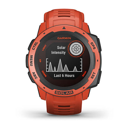 Garmin Instinct Solar Silicone Flame Red Strap Full Color Display Dial Watch