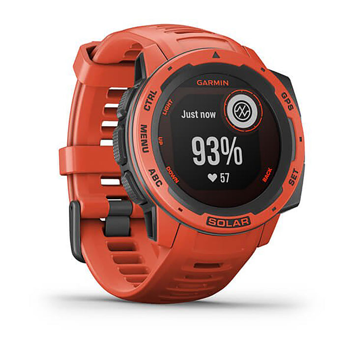 Garmin Instinct Solar Silicone Flame Red Strap Full Color Display Dial Watch - 010-02293-20