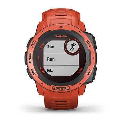 Garmin Instinct Solar Silicone Flame Red Strap Full Color Display Dial Watch