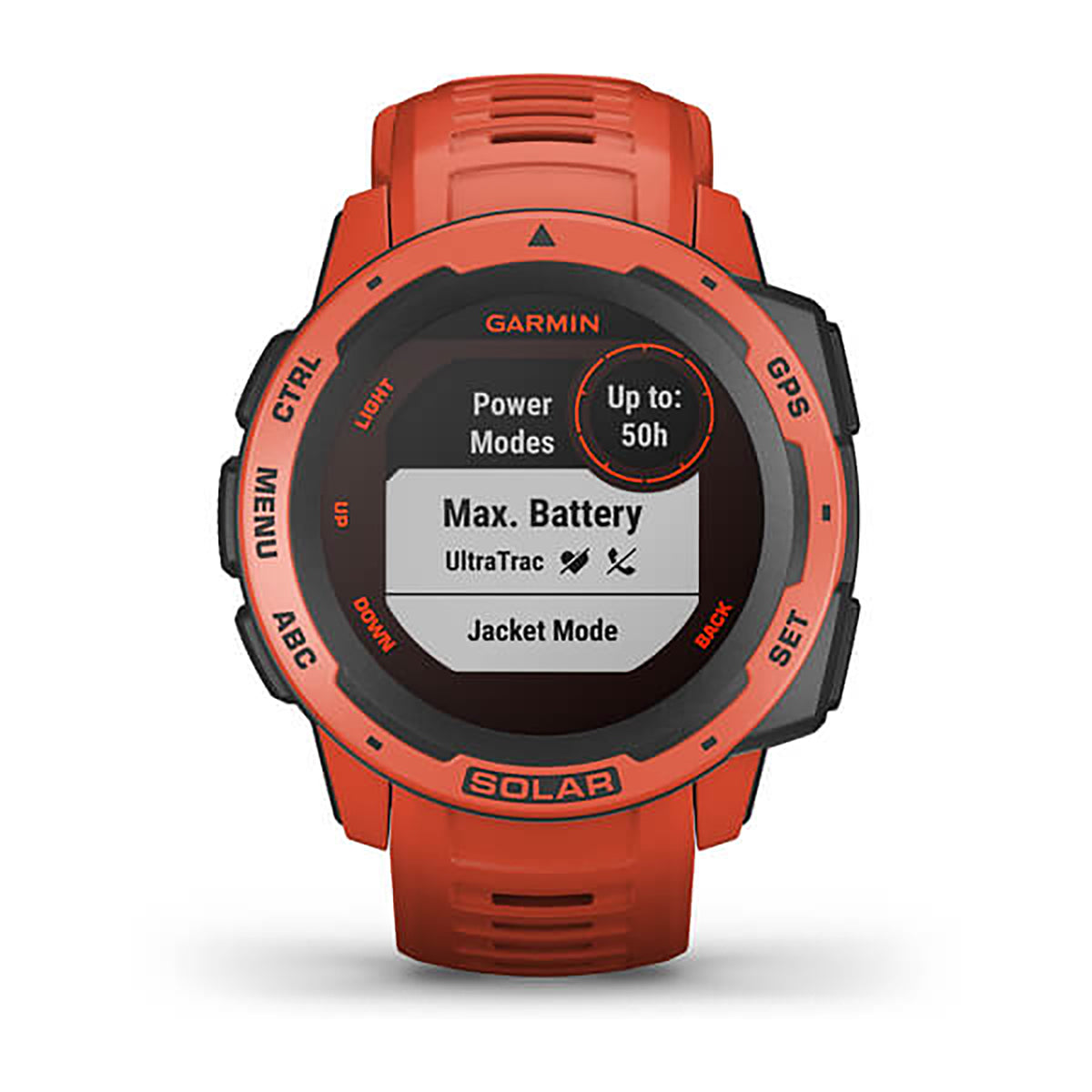Garmin Instinct Solar Silicone Flame Red Strap Full Color Display Dial Watch