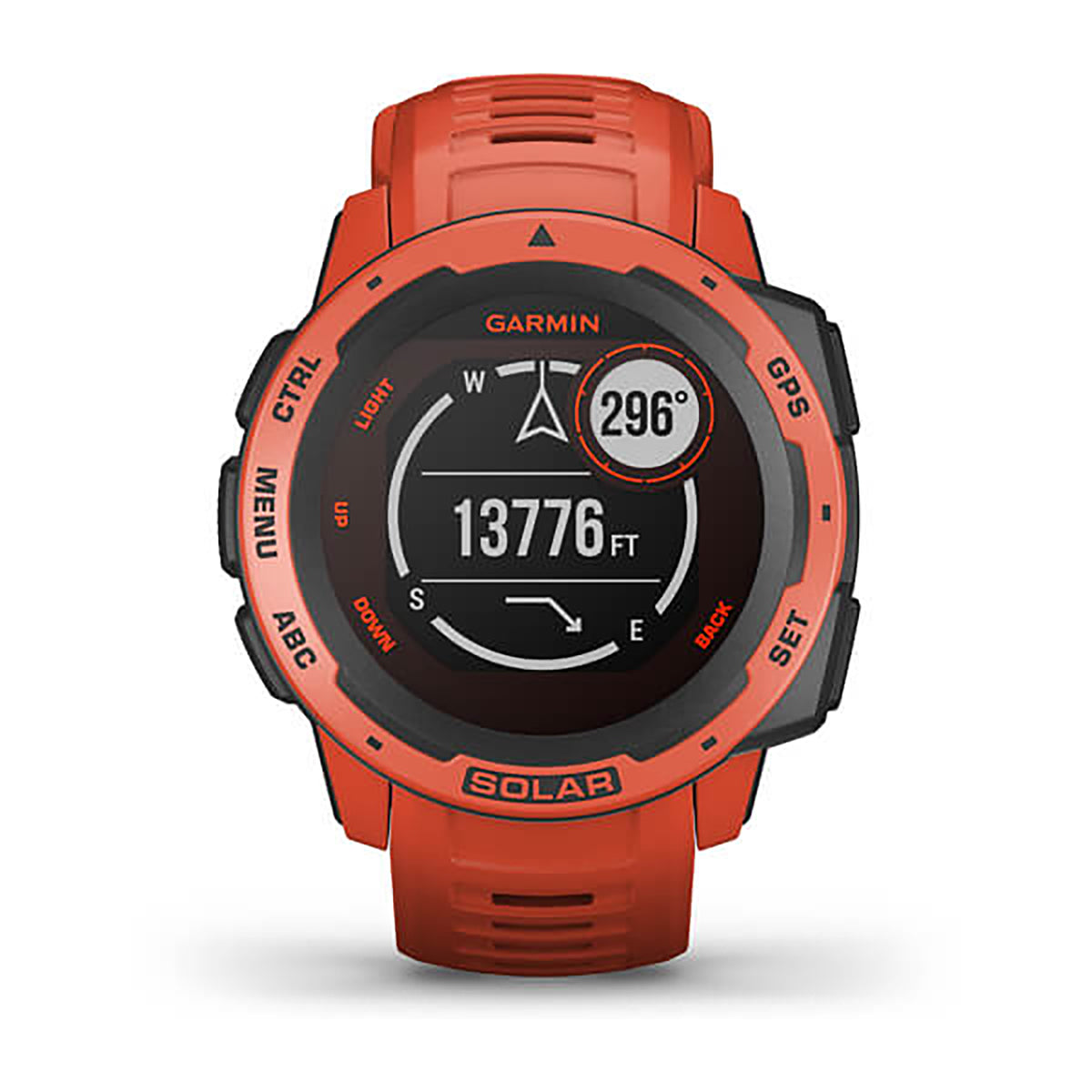Garmin Instinct Solar Silicone Flame Red Strap Full Color Display Dial Watch
