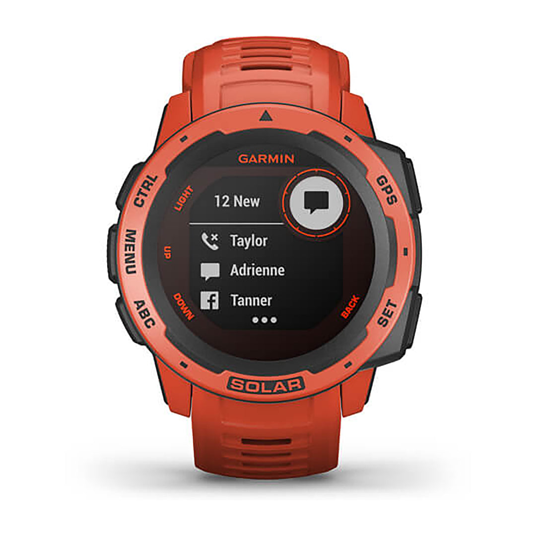 Garmin Instinct Solar Silicone Flame Red Strap Full Color Display Dial Watch - 010-02293-20