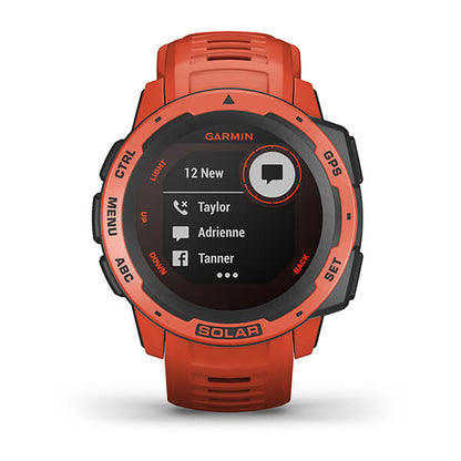 Garmin Instinct Solar Silicone Flame Red Strap Full Color Display Dial Watch