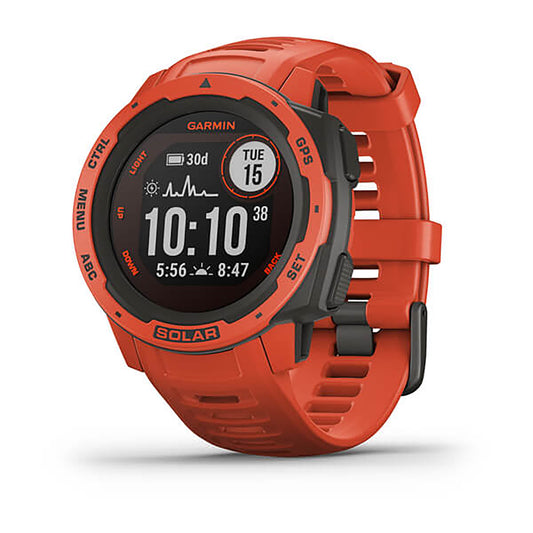 Garmin Instinct Solar Silicone Flame Red Strap Full Color Display Dial Watch
