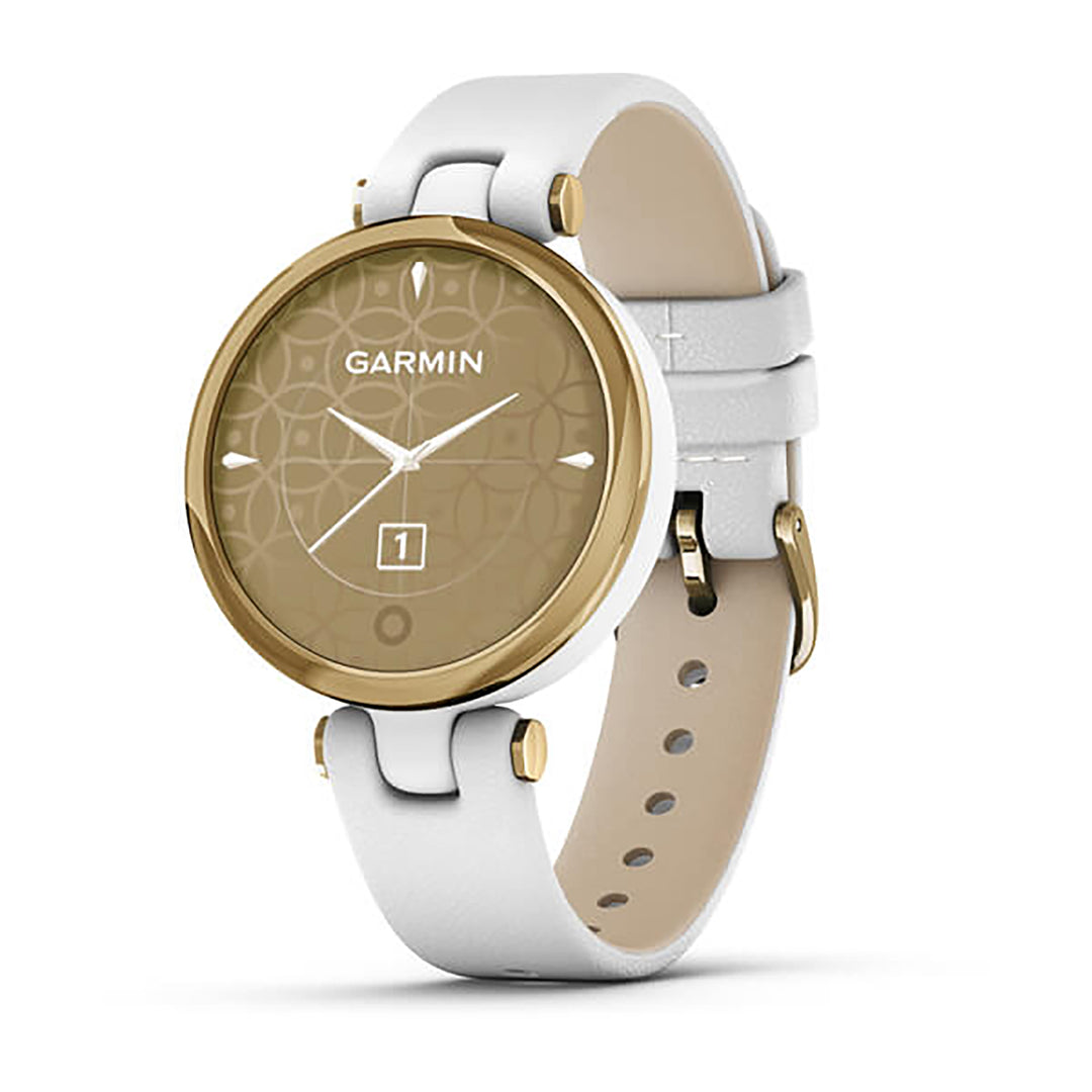 Garmin Lily Leather White Strap Full Color Display Dial Watch - 010-02384-B3