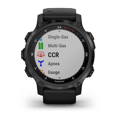 ساعة Garmin Descent Mk2 بسوار سيليكون أسود وشاشة ملونة بالكامل