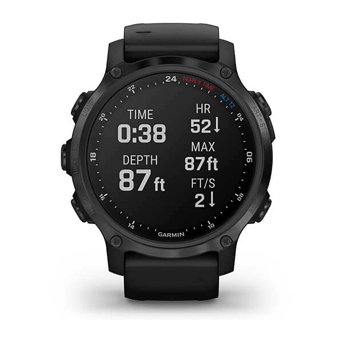 ساعة Garmin Descent Mk2 بسوار سيليكون أسود وشاشة ملونة بالكامل