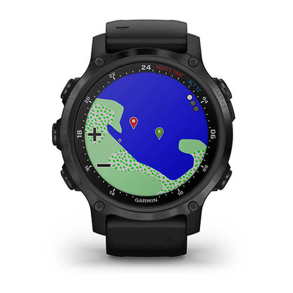 ساعة Garmin Descent Mk2 بسوار سيليكون أسود وشاشة ملونة بالكامل