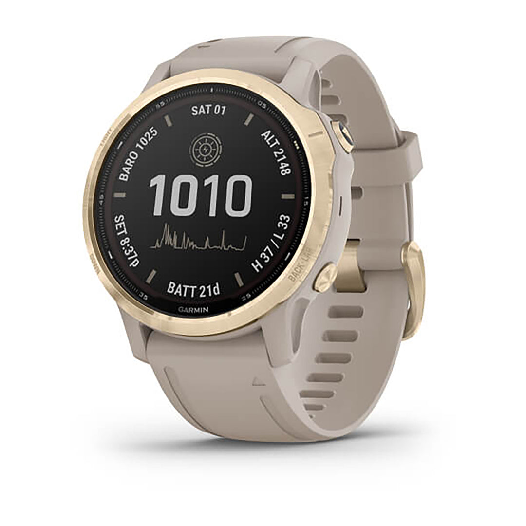 Garmin Fenix 6S Silicone Light Sand Strap Full Color Display Dial Watch - 010-02409-11
