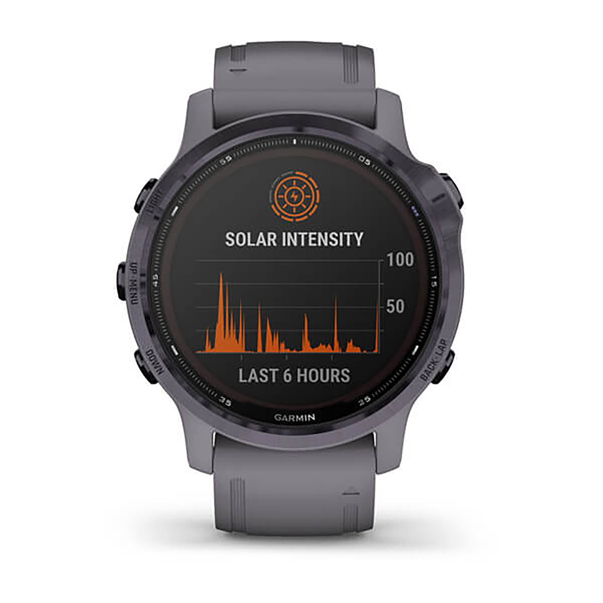 ساعة Garmin Fenix 6S بحزام سيليكون رمادي وشاشة ملونة بالكامل