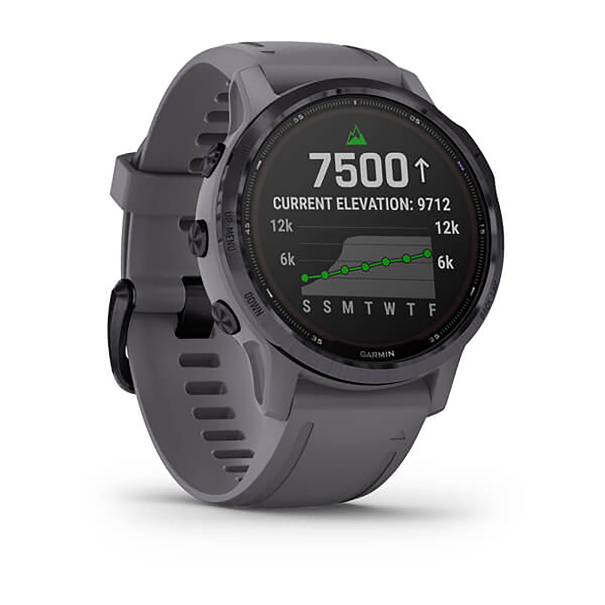 ساعة Garmin Fenix 6S بحزام سيليكون رمادي وشاشة ملونة بالكامل