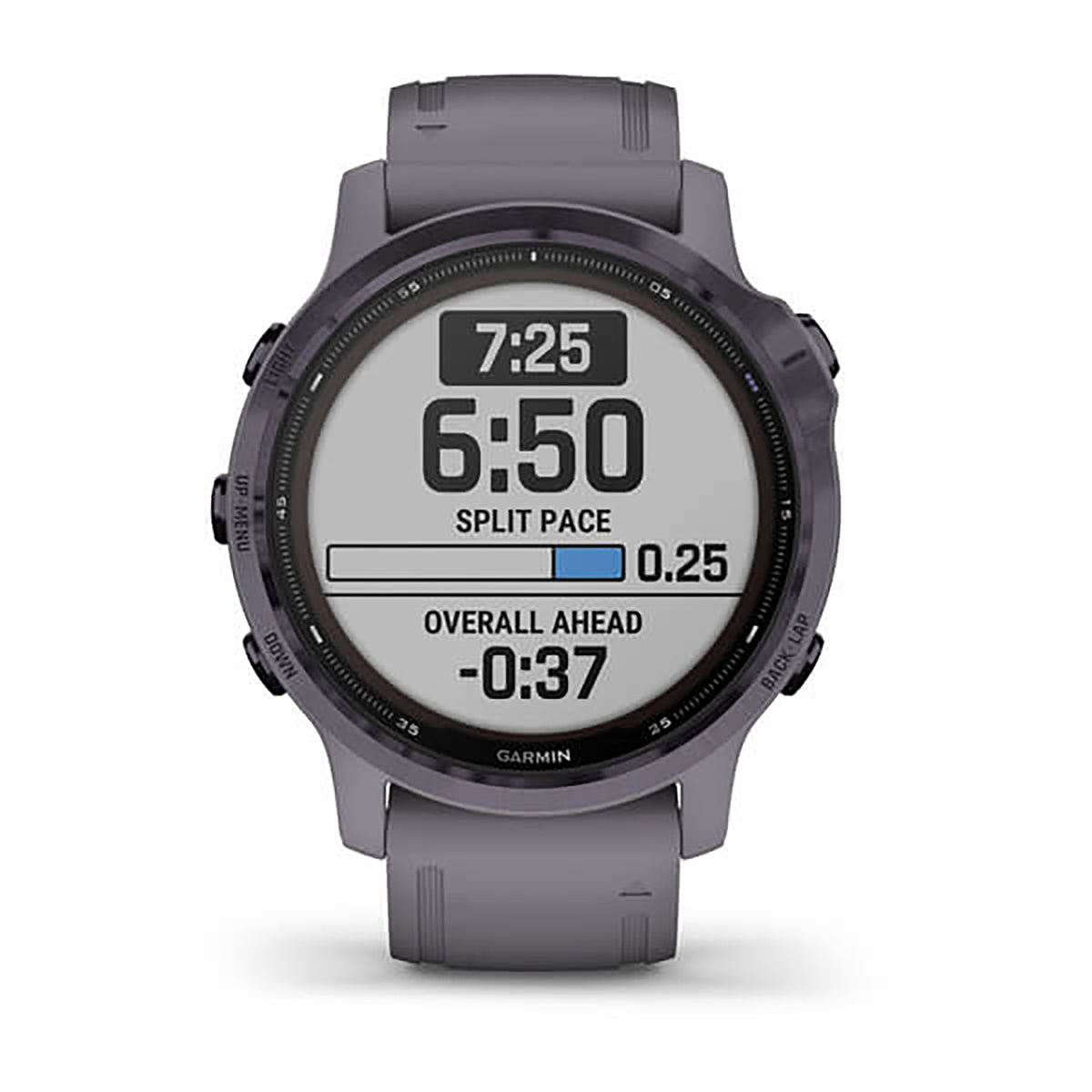 ساعة Garmin Fenix 6S بحزام سيليكون رمادي وشاشة ملونة بالكامل
