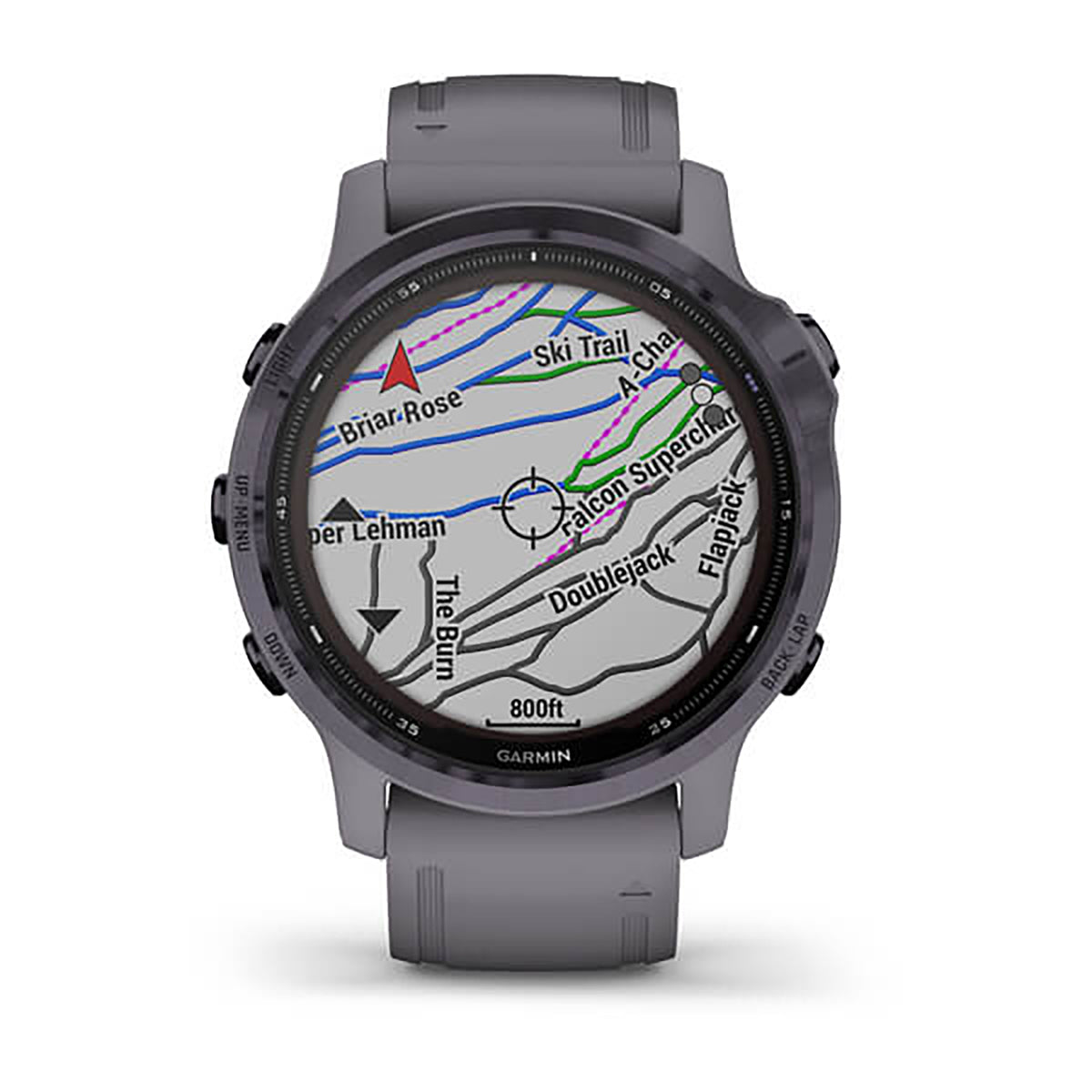 ساعة Garmin Fenix 6S بحزام سيليكون رمادي وشاشة ملونة بالكامل