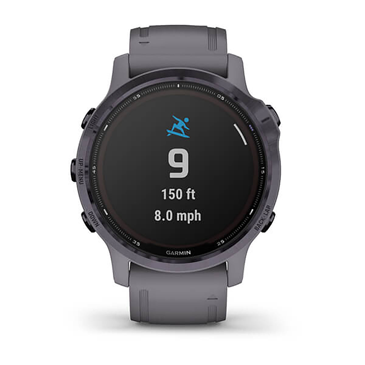 ساعة Garmin Fenix 6S بحزام سيليكون رمادي وشاشة ملونة بالكامل