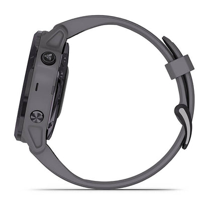 ساعة Garmin Fenix 6S بحزام سيليكون رمادي وشاشة ملونة بالكامل