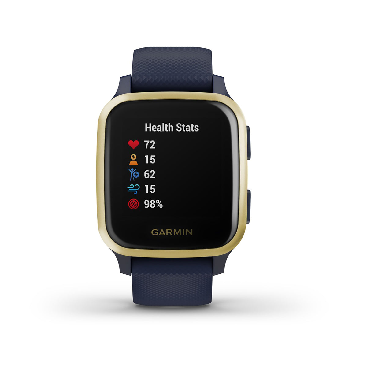 Garmin Venu Sq Music Edition Silicone Blue Strap Full Color Display Dial Watch