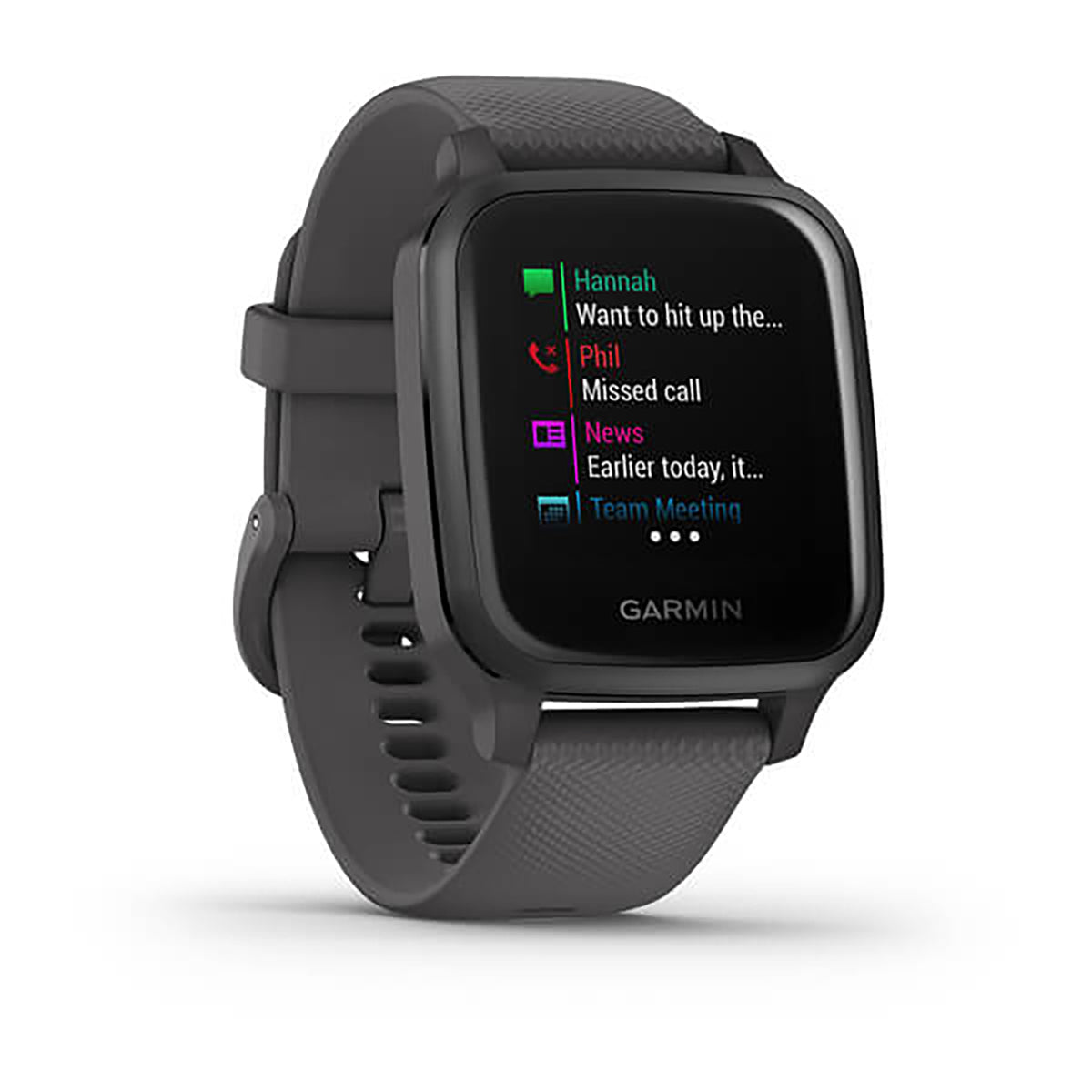 Garmin Venu Sq Silicone Slate Strap Full Color Display Dial Watch