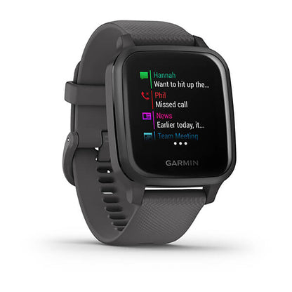 Garmin Venu Sq Silicone Slate Strap Full Color Display Dial Watch