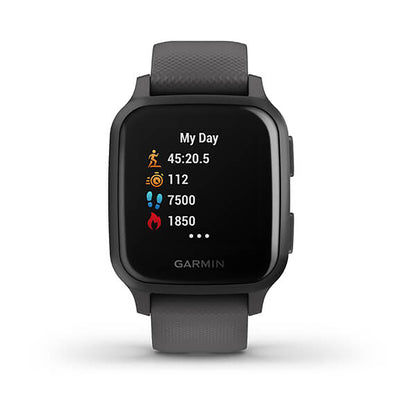 Garmin Venu Sq Silicone Slate Strap Full Color Display Dial Watch