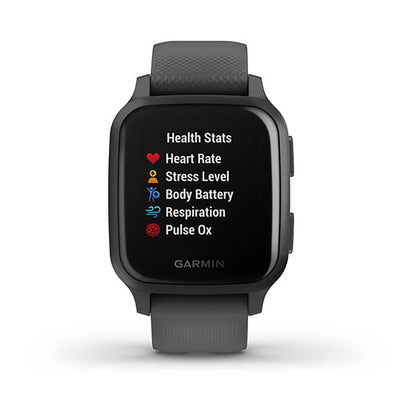 Garmin Venu Sq Silicone Slate Strap Full Color Display Dial Watch