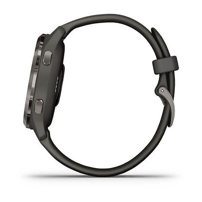 ساعة Garmin Venu 2 S بشاشة ملونة كاملة وحزام سيليكون بلون جرافيت