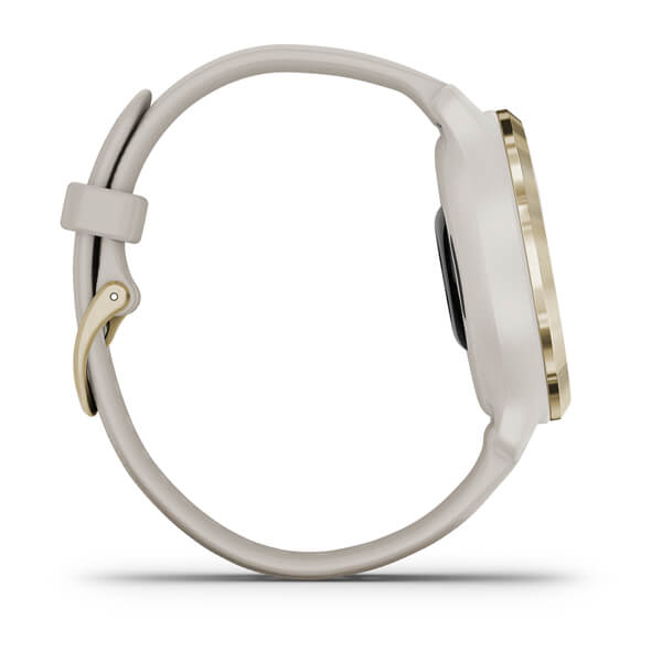 ساعة Garmin Venu 2S بسوار سيليكون باللون الرملي الفاتح وشاشة ملونة بالكامل
