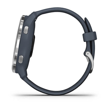 ساعة Garmin Venu 2S بسوار سيليكون باللون الأزرق الجرانيتي وشاشة ملونة بالكامل