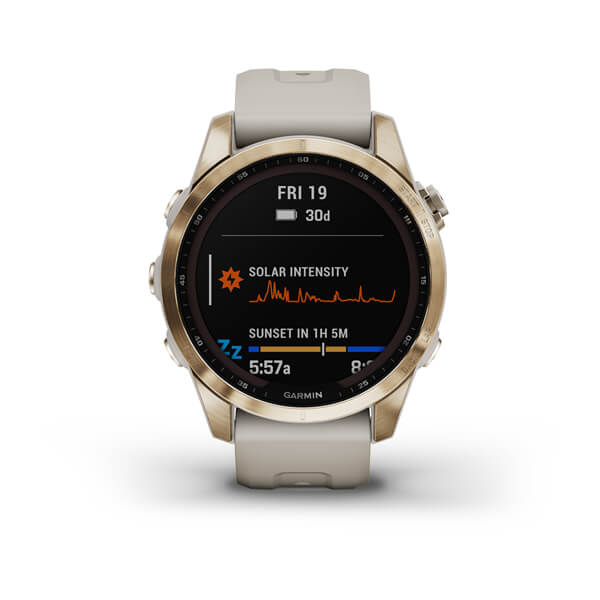 Garmin Fenix 7S Sapphire Cream Gold Titanium With Light Sand Band Full Display Watch