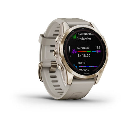 Garmin Fenix 7S Sapphire Cream Gold Titanium With Light Sand Band Full Display Watch